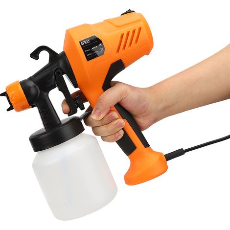 Pistolet à peinture électrique pulvérisateur haute pression ergonomique avec interrupteur (orange) (1/5)