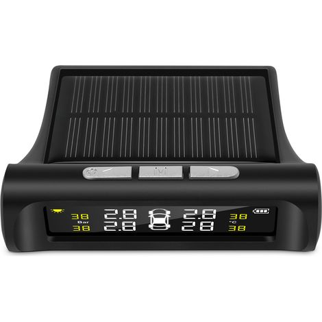 Solar Système de Surveillance D'Alarme Pression Pneu Voiture Tpms 4 Avertissement Externe Automatique Température (1/5)