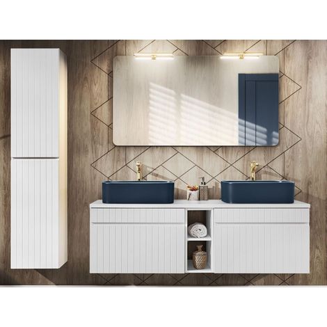 Ensembles meubles vasques + 5 éléments - 140 cm - Emblematic White - Livraison gratuite