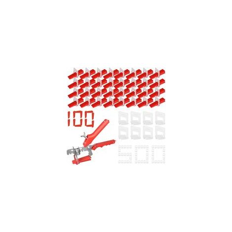 2,0 MM Kit D’aide À La Pose De Carrelage, Kit De Nivellement Pour Carrelage Avec 1 Pince, 400 Clips(2,0 Mm), 100 Cales Réutilisable Pour La Pose De Carreaux Épaisseur 3–12 Mm