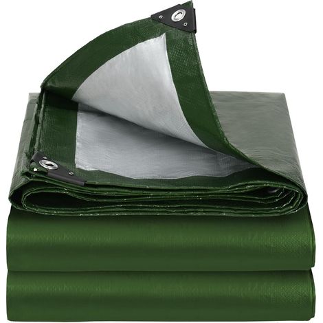 Protective – 2 x 3 m Thick and Durable Outdoor Tarpaulin with Eyelets Stainless PE Tarpaulin Waterproof Coating for Wood, Garden, Cars, Swimming Pools – Green (1/5)