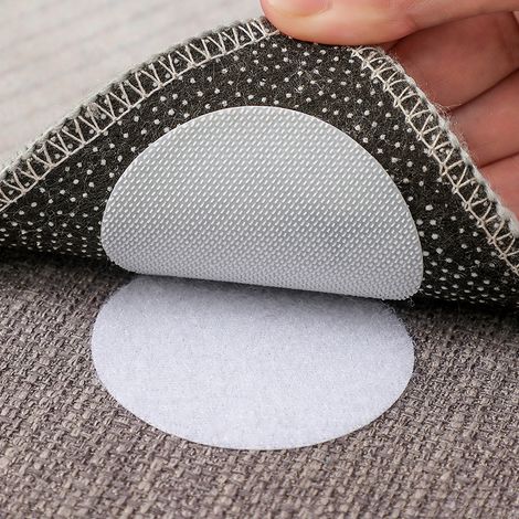 10 Paar wiederverwendbare Antirutschmatten – Sofortige Haftung auf Teppichen, Läufern und Laken – 6 cm große weiße Kreise