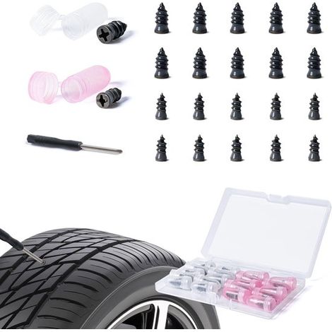 20 clavos de goma para neumáticos, kit de reparación de neumáticos para coche, motocicleta y bicicleta (1/5)