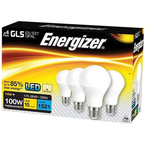 LED ES (E27) Opal GLS Non-Dimmable Bulb, Warm White 1521 lm 12.5W (Pack 4) - ENGS14424