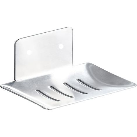 Jabonera adhesiva, cesta de jabón de acero inoxidable, soporte para jabón sin taladrar, jabonera de pared para baño y cocina. (1/5)