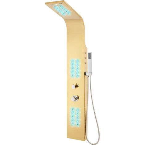 vidaXL Shower Panel System Stainless Steel 201 Gold Curved (1/5)
