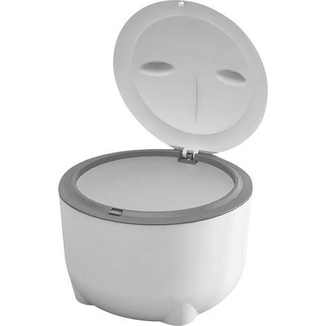 Poubelle litière chat anti-odeurs couvercle pression, bac amovible plastique gris animaux (1/5)