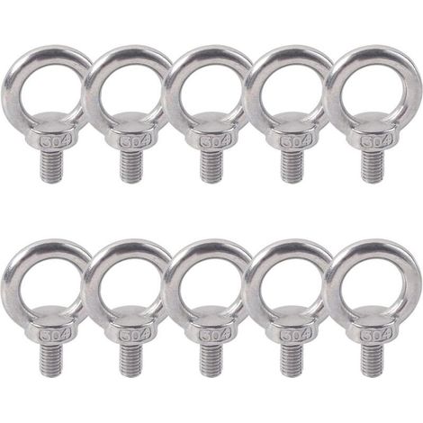 Anneau De Levage 304 Acier Inoxydable Filetage Mâle Boulon À Oeil M5X10 Boulon Vis Machines Épaule Levage de Poids Marin Boulons 10 PCS- (1/4)