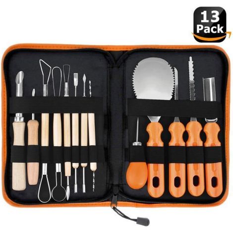 Kit Sculpture Citrouille - 13 Outils Acier Inoxydable - Pour Halloween Famille - 1 Unité (1/4)