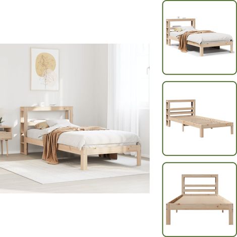 Madera maciza - vidaXL Estructura de cama con cabecero madera maciza de pino 90x200 cm - Pino