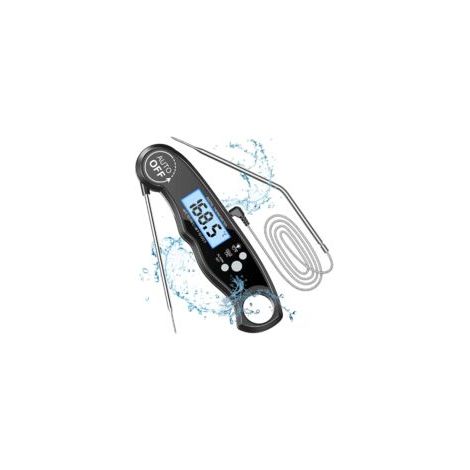 Küchenthermometer, Sofortablesendes Kochthermometer mit 102 cm langer, faltbarer Sonde, LCD-Hintergrundbeleuchtung und Magnet, Digitales Thermometer zum Kochen, für Fleisch, Grillgut, Steaks, Öl, Milc