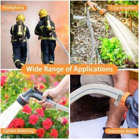 Tuyau refoulement tuyau plat 1 1/4 pouce, tuyau de décharge 10 m x 32 mm tuyau plat en tissu, avec clips, convient aux pompes submersibles et pompes à eau pour étang de drainage (1/5)