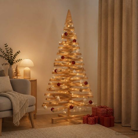 vidaXL Árbol de Navidad de madera KOTKA 120 cm Madera de Pino Maciza (1/5)
