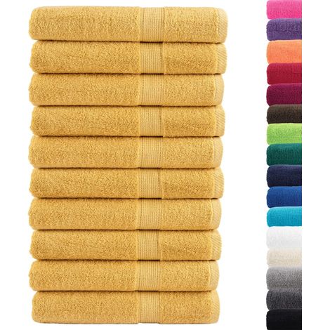 vidaXL Toallas premium SOLUND 10 uds dorado 100x200 cm 600 gsm (1/2)