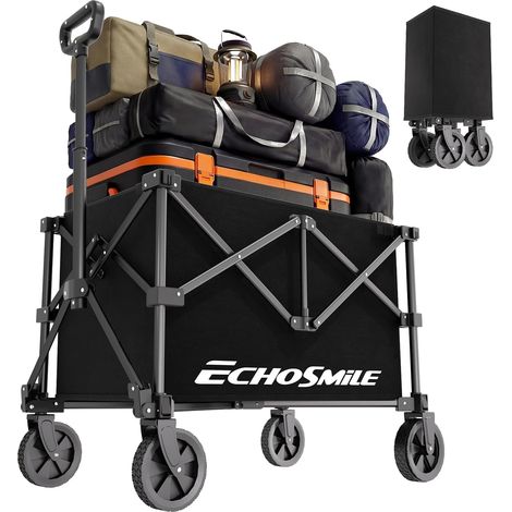 Chariot Pliable léger, Chariot Pliable Compact pour épicerie, Camping et Sport, Chariot Utilitaire Facile à Plier, Noir (1/5)
