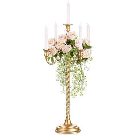 71cm Bougeoirs Chandelier Dore - Bougeoirs Métal pour Centre de Table Mariage Manger Noel Fête Bapteme Paques Anniversaire Fiancaille Halloween Ramadan Ceremonie Communion (1/5)