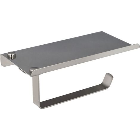 Porte-rouleau avec étagère mobile autocollante/vis. Couleur inox (1/5)
