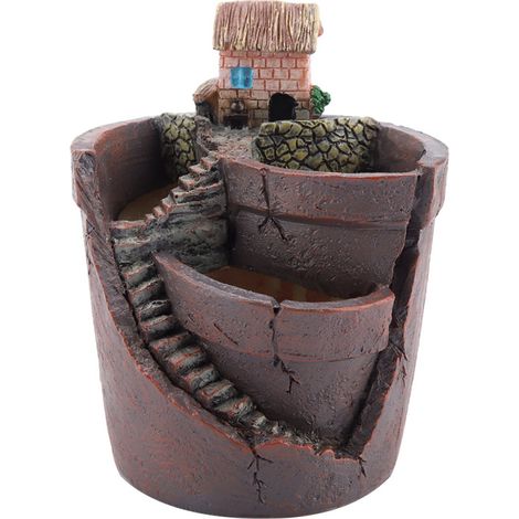 Maceta de resina con forma de cactus, con motivos decorativos para el hogar, ideal para plantas suculentas y perfecta para la decoración de oficinas o casas.
