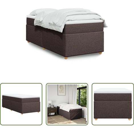 vidaXL Taschenfederkern - Boxspringbett mit Matratze Dunkelbraun 100x200 cm Stoff (1/5)