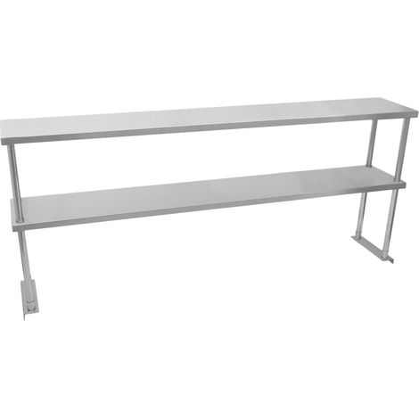 Ripiano con Mensole per Tavolo in Acciaio Inox da Cucina Ristorante, Sovrastruttura di Appoggio per Tavoli in Acciaio Inossidabile Resistente alla Corrosione - Doppia - 180cm