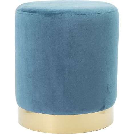 Pouf Decorativo Casa Imbottito in Velluto Ada Blu 35 x 40 cm (1/5)