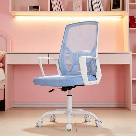 Chaise de bureau dossier rabattable moderne fauteuil, assise rembourrée, accoudoirs, réglable en hauteur 60x60x110cm