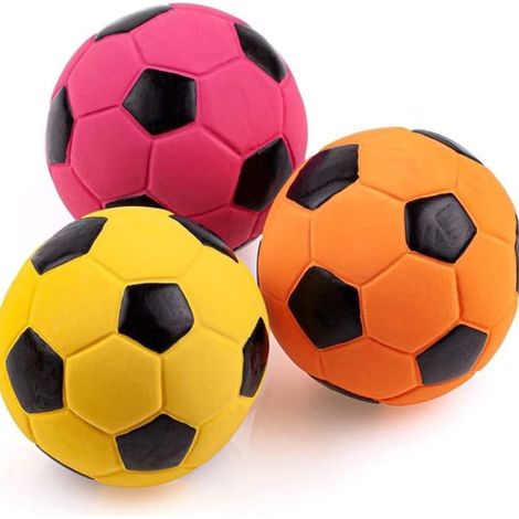 Trois chiens de 7 cm, latexboll, fotboll et klämma, tugga et kasta