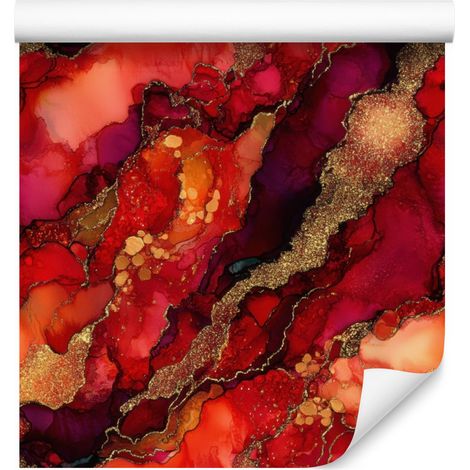 Papier peint encre rouge, bordeaux, orange et pêche 50x1000 cm (1/5)