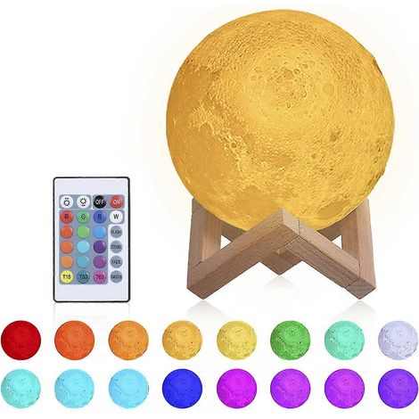 Lampe Lune 3D, Lampe Lune RGB 15 cm, 16 couleurs, 4 modes d'éclairage, Veilleuse LED (1/5)