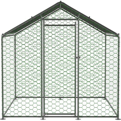 Recinto para gallinas de acero galvanizado 2 x 2 x 2 m con techo PE y cerradura (1/5)