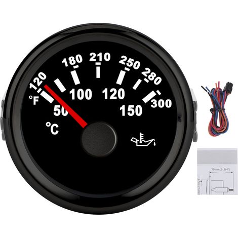 Jauge de température d'huile 50-150℃ avec affichage LCD rétroéclairé pour voiture, bateau, yacht et camping-car (1/5)