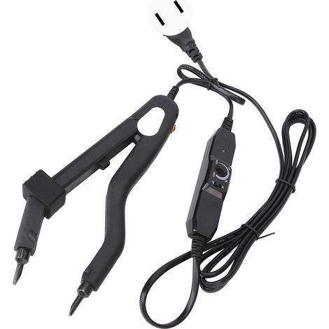 Fer à lisser pour extensions de cheveux à température réglable, pour liaisons kératine, prise américaine, noir (1/5)