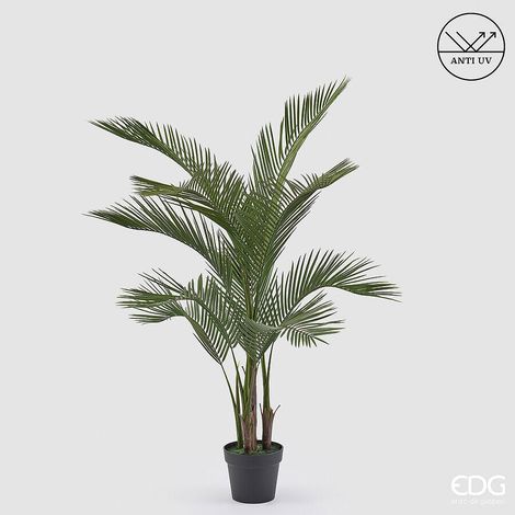 EDG Enzo De Gasperi Pianta Artificiale Palma Areca H 142 Cm Verde con Vaso – Anti UV per Interno ed Esterno (1/5)