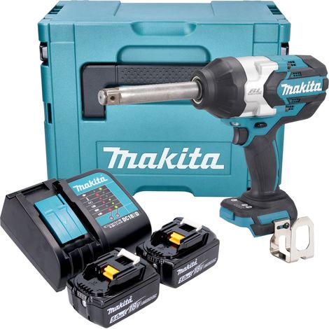Atornillador de impacto a batería Makita DTW 1005 STJ 18 V 1360 Nm 3/4" sin escobillas + 2 baterías de 5,0 Ah + cargador + Makpac