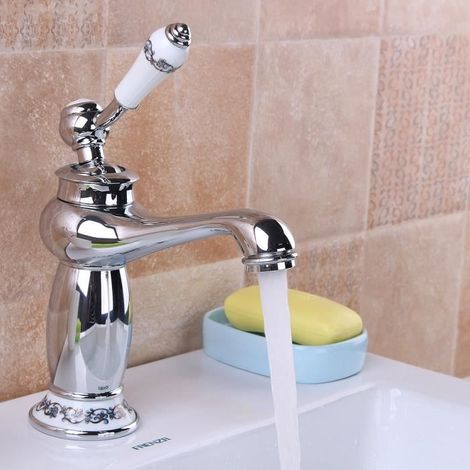 TEMPSA Rétro Mitigeur Robinet Rotation Classique Laiton Pr Salle de Bain Cuisine Argenté (1/4)