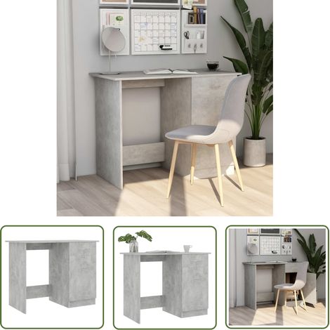 The Living Store Bureau Gris béton 100x50x76 cm Bois d’ingénierie - Bureau Gris - Bureau Design - Bureau Compact - Bureau Avec Tiroir - Bureau Informatique (1/5)