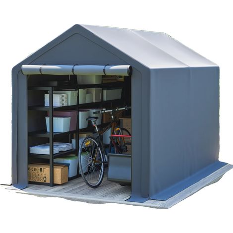 Abri à outils, Garage à vélos extérieur, Abri de rangement polyvalent, Gris Foncé, 6x10ft (1/5)