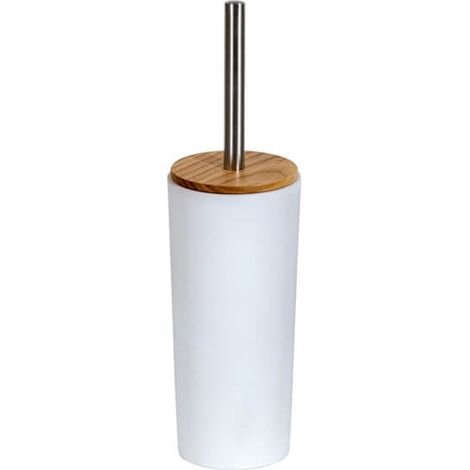 Showerdrape Sonata White & Bamboo Toilet Brush & Holder (1/3)
