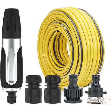 Ensemble, d'outils de lavage de voiture en or, buse haute pression + tuyau, outil de jardinage, tuyau d'eau de 20m + pistolet à eau haute pression (1/5)