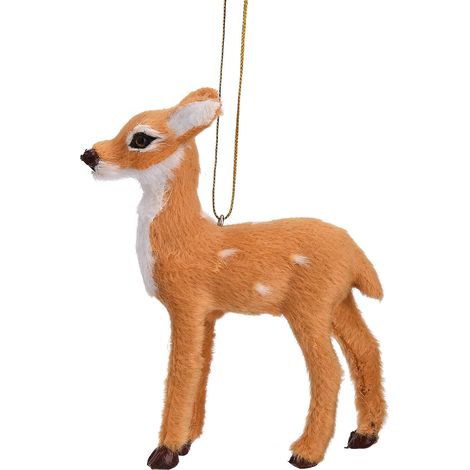 Tierornament aus Kunstfell zum Aufhängen an Weihnachtsbäumen, als Dekoration für Zuhause, Rucksäcke, Partys, Hirsch (1/4)