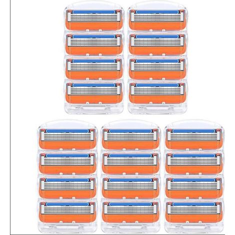 rasoir electriques hommes-Rasoir manuel 5 lames – Compatible avec têtes 5 lames universelles et similaires – 20 têtes orange (1/3)