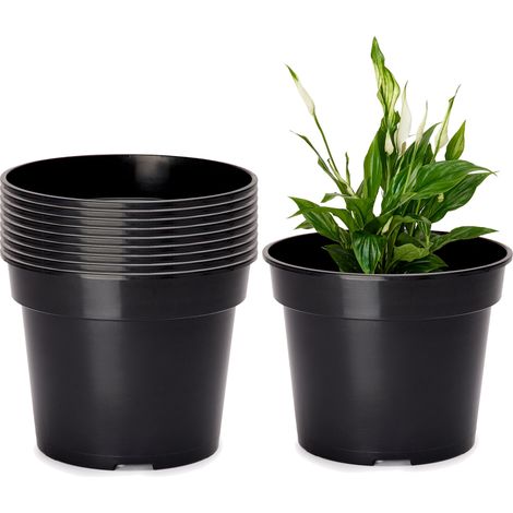 Garronda Pots Horticulture Ronds Pots pour Culture de Plants de Plantes et Fleurs GD-0025 (10 Pièces Noir, ⌀ 28 cm H 22 cm)