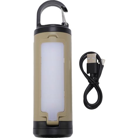 Lanterna da campeggio a LED, 6 modalità, multifunzionale, ricaricabile, pieghevole, con gancio, ideale per escursionismo e pesca. (1/5)