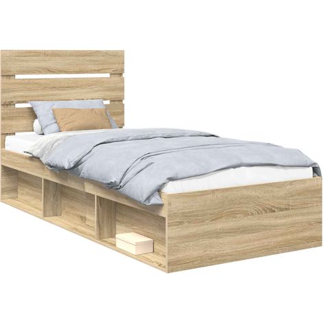 Estructura de cama con cabecera Roble Sonoma 75 x 190 cm vidaXL (1/5)