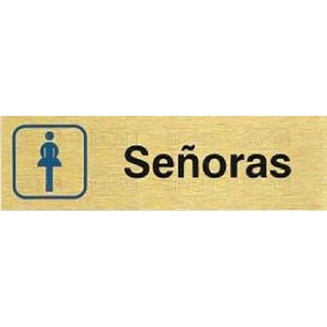 placa de señalización señora. aluminio. oro/latón aparente. 150x45 mm