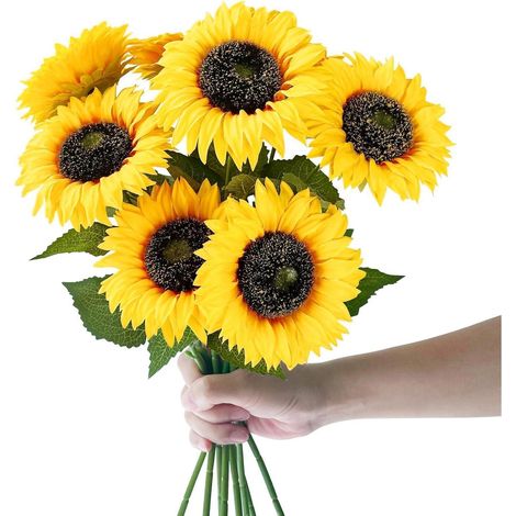 Künstliche Sonnenblumen 8er Set 40CM Gelb Deko Herbst Hochzeit (1/5)