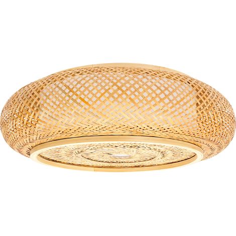 YISSALE-Rattan-Deckenleuchte - handgeflochtene Bambus-Deckenlampe im natürlichen Design, geeignet für Wohnzimmer, Schlafzimmer, Flur, Café und Terrasse, ideal für Räume mit niedrigen Decken (ca. 10–15 (1/5)