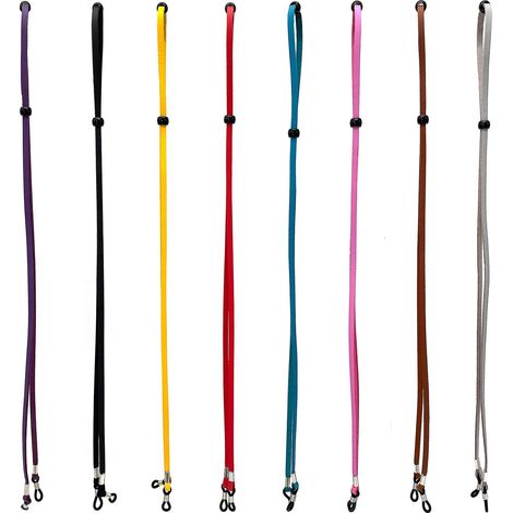 Lot de 8 cordons de lunettes réglables en cuir synthétique pour hommes et femmes, 75 x 0,4 cm (1/5)