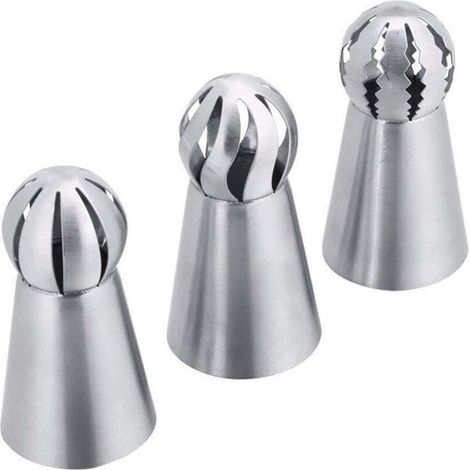 3pcs Pastry Nozzles, Piping Bag, Decorating Accessories in 304 Stainless Steel - Cake Decorating for Pies, Biscuits, Pastries, Sweets, Cakes, Cupcakes and Cookies (1/5)
