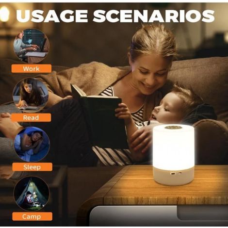 Lampe de Chevet LED,Veilleuse Bébé,Lampe de Chevet Tactile Gradation,Veilleuse LED,Lampe de Soins pour Bébés,Veilleuse Rechargeable (1/4)